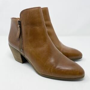 Frye Tan Leather Judith Double Zip Ankle Booties Women's Size 9 EUC